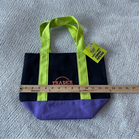Trader Joe’s Tri Color Black and Purple Mini Canvas Tote Bag - Picture 2 of 4
